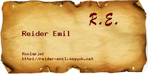 Reider Emil névjegykártya